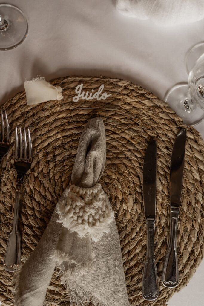 Tischdekoration bei einer Hochzeit in der Alten Mühle Bardenberg